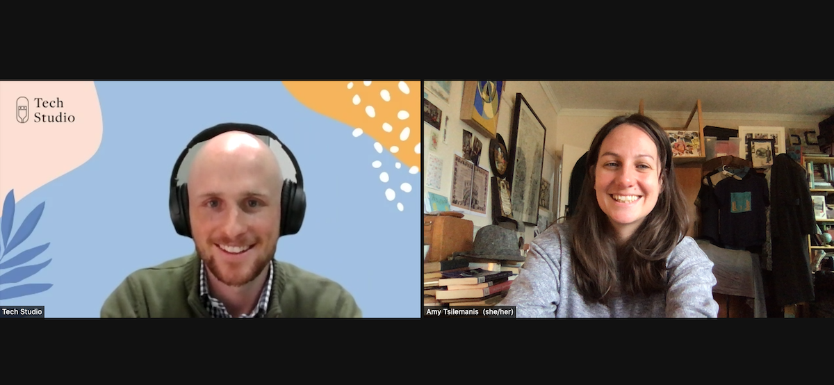 Amy doing online training with Tech Studio